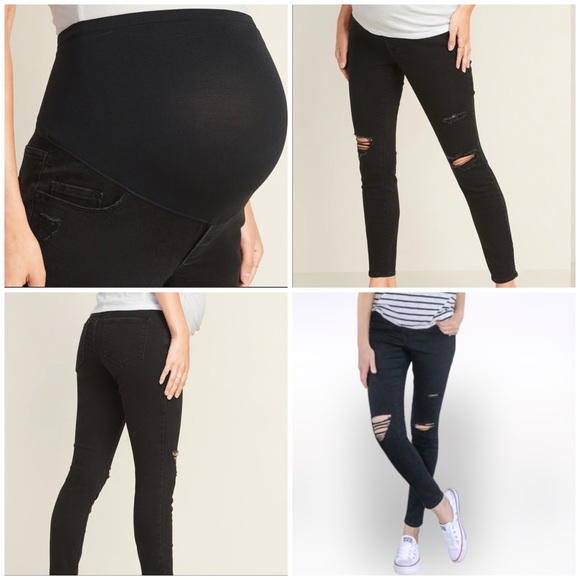 NWOT Old Navy ROCKSTAR Super Skinny Maternity Jeans Distressed Blackwell SZ 14 - Picture 1 of 6